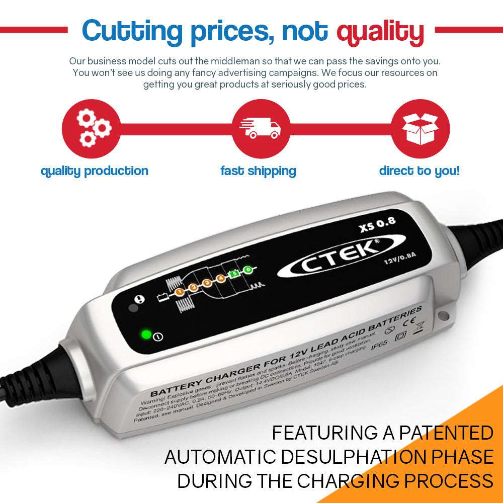 CTEK XS 0.8 Smart Battery Charger Automatic Trickle 12V ATV Motorbike Mobility