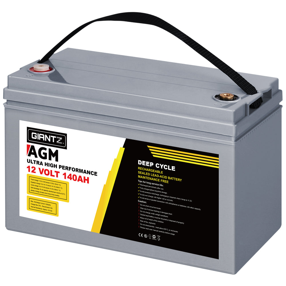 Giantz 140Ah Deep Cycle Battery 12V AGM & Battery Box