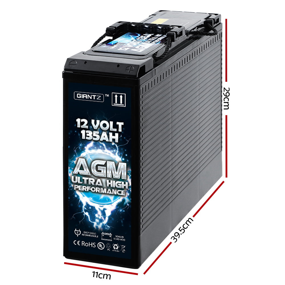 Giantz 135Ah Deep Cycle Battery 12V AGM Slim