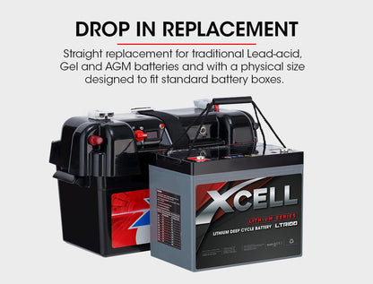 X-CELL 100Ah Deep Cycle 12v Lithium Battery LiFePO4