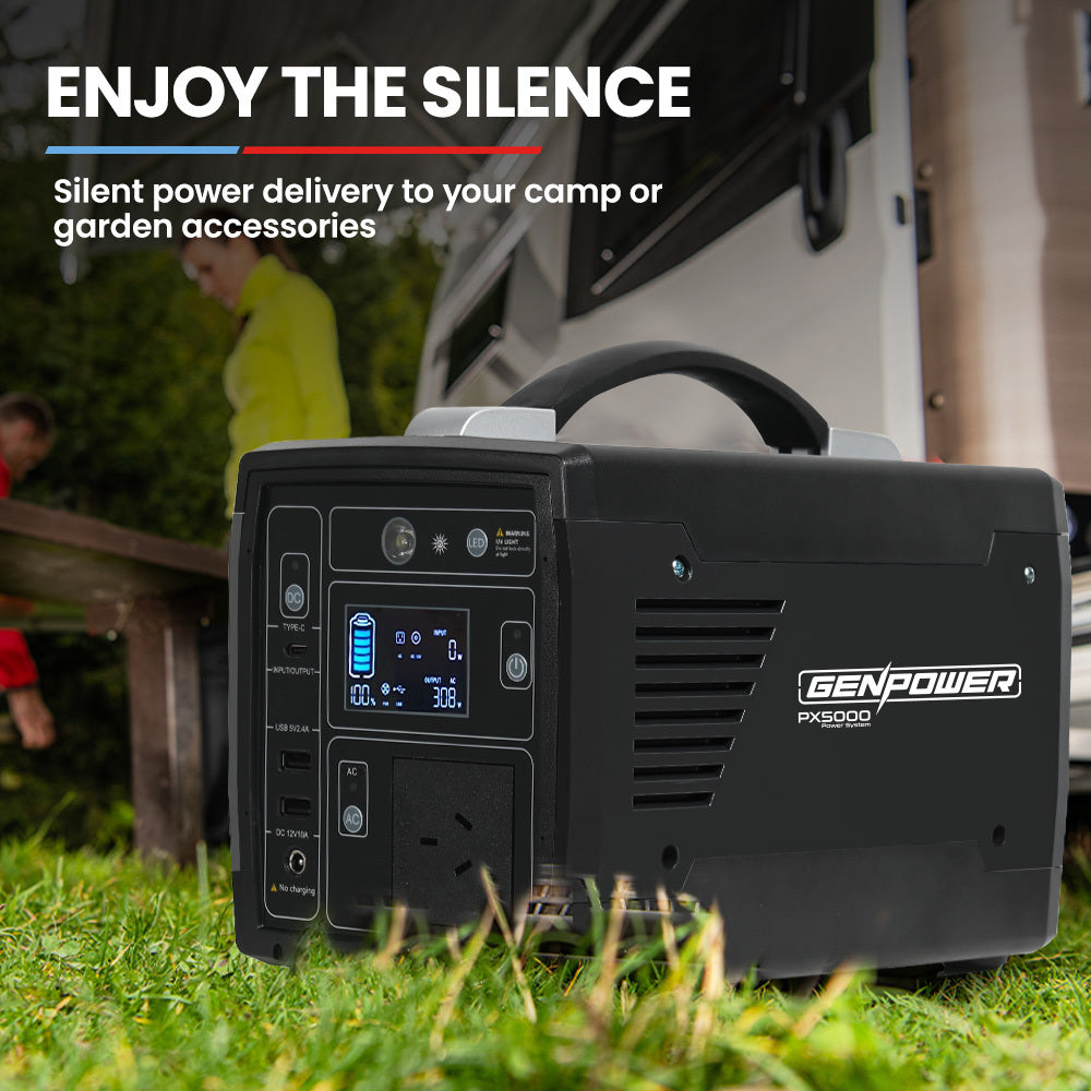 GENPOWER Portable Power Station 300W/600W 307Wh Lithium Solar Generator Camping Off Grid Supply System
