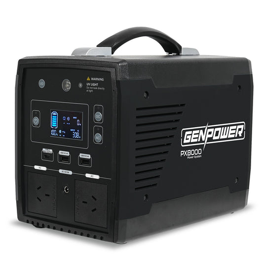 GENPOWER Portable Power Station 500W/1000W 41Ah 615Wh Lithium Solar Generator Camping Off Grid Supply System