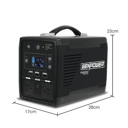 GENPOWER Portable Power Station 500W/1000W 41Ah 615Wh Lithium Solar Generator Camping Off Grid Supply System